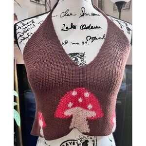 Brown mushroom halter top X-Large